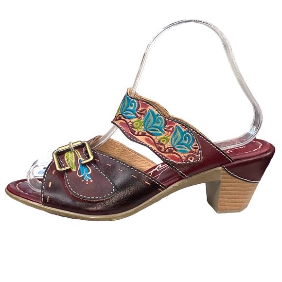 L'artiste X Spring Step Women's Cabernet Maroon Slip On Sandal Size 38 US 7.5/8 - Picture 3 of 12